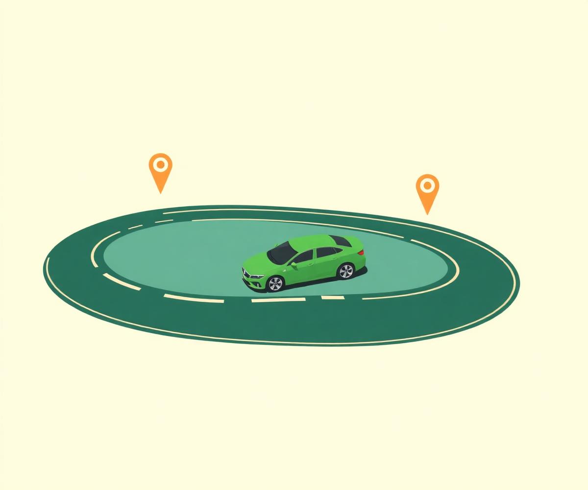 Illustration of a car travelling a route between two Nigerian cities